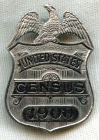 Scarce Circa 1900 US Census Enumerator Badge in Minty Condition