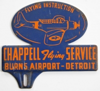 Rare WWII USAAF Chappell Flying Service Burns Detroit CPT License Plate Topper