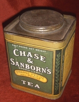 Great Circa 1900 Chase & Sanborn's Tea Tin with Full Paper Label