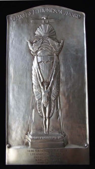 Extremely Rare 1936 2nd Place Thompson Trophy to Aviator Earl Ortman in Silver Plated Bronze