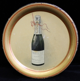Great Ca. 1910 Pre-Prohibition White Top Champagne Advertising Tip Tray from Hammondsport, NY