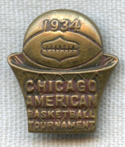 Vintage 1934 Chicago American Newspaper Basketball Tournament Participant Lapel Pin