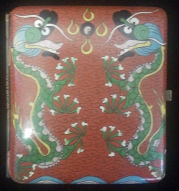 Wonderful 1920'2 - 30's Chinese Cloisonna Cigarette Case with Three Dragons