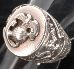 Nice Early 1930s USMC China Marine Sterling Silver Ring sz 10