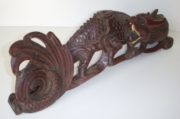 Early 20th C. Chinese Carved Dragon Holder in Rosewood with Bone & Glass Inserts