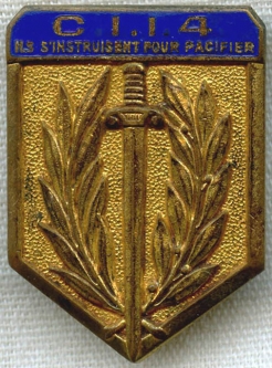 1950s French 4th Infantry Training Ctr Badge/CII 4 (Centre d'Instruction de l'Infanterie N 4)