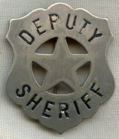 Nice 1890s - 1900s Deputy Sheriff Circle Star Cut Out Shield Badge. Great 'Old West' Look!