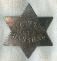 Wonderful 1890s Old West City Marshal 6-Point Star Badge with Minnesota Maker Mark