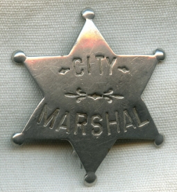 Great Circa 1900-1910s Old West City Marshal Hand-Stamped 6-Point Star