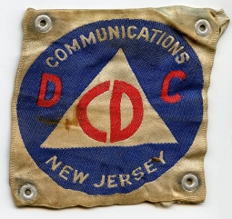 Rare 1943 New Jersey Defense Corps / Civil Defense Communications Bevo Patch Converted to Armband
