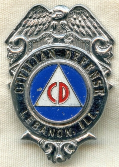Great 1940's "Civilian" Defense Badge from Lebanon, Illinois by S. G. Adams Co., St. Louis