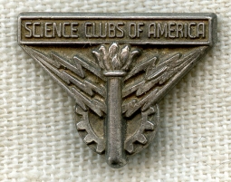 Cool Deco 1930's Science Clubs of America Sterling Silver Lapel Pin