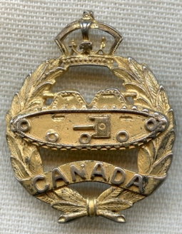 Beautiful WWII Canadian Armoured Corps Sweetheart Pin in Gilt Sterling by Smibo
