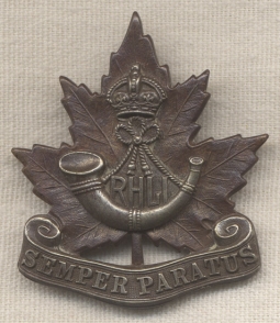 Canadian Royal Hamilton Light Infantry Officer Cap Badge
