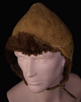 WWI Fur-Lined Cold Weather or High Altitude Flight Helmet as Worn by USN Pilots & Bomber Crews
