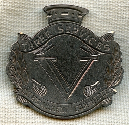 Beautiful WWII 'V for Victory' Pin for the Commonwealth Three Services Entertainment Committee