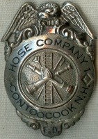 Great 1890's Contoocook, New Hampshire Fire Badge for Hose Company #1
