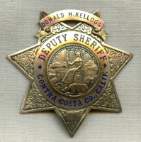 Named Late 1920s-Early 1930s Contra Costa Co., CA Deputy Sheriff Badge