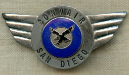 Ca Korean War to Mid-1950's Convair Test/Corporate Pilot Hat Badge