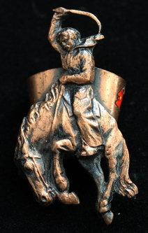 Great 1940's Bucking Bronco Neckerchief Slide in Solid Copper from Cheyenne, Wyoming