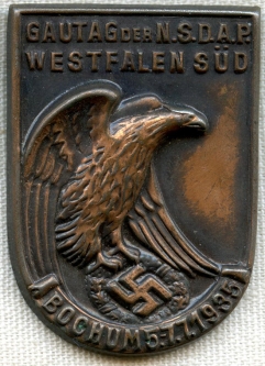 1935 Nazi Tinny for Gautag der N.S.D.A.P. Westfalen SUD - Coppered Steel