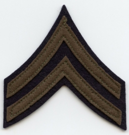 1930s Single US Army Corporal Rank Stripes in Brown Wool Felt