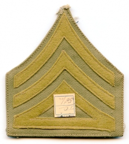 WWI US Army Rank Stripes for Co. Supply Sergeant with Light Olive Felt