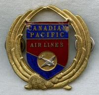 1940s Canadian Pacific Air Lines (CPA) Enameled Badge by Scully