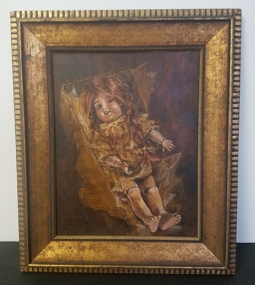 Wonderful 1960's-70's "Creepy Doll" Painting by K. Korboy