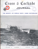 Spring 1961 "Cross & Cockade" Journal Vol. 2 No. 1 Society of WWI Aero Historians