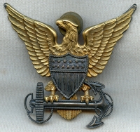 Gorgeous WWII USCG Officer Hat Badge in 1/20 on Sterling