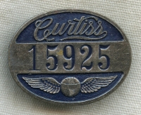 WWI-Early 1920s Curtiss Aeroplane & Motor Co. Worker Badge No. 15925 by Bastian Bros.