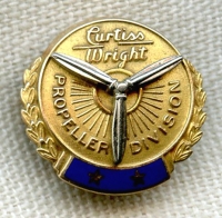 1940s #'ed Curtiss Wright Propeller Division 10 Years of Service Pin by Balfour