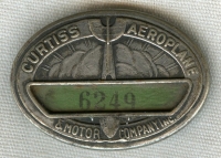 Rare & Beautiful Mid-1920s Curtiss Aeroplane & Motor Co. Worker Badge by Bastian Bros.