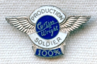 WWII Curtiss-Wright Production Soldier 100% Lapel Pin in Sterling Silver