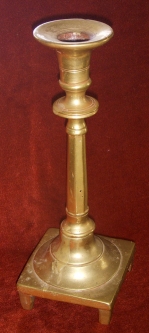 Antique Czarist Russia Single, Heavy Footed Brass Candlestick Mid-Nineteenth Century