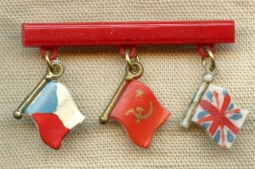 Rare WWII Czech " Allies" Pin with Czech, USSR, & UK Flag
