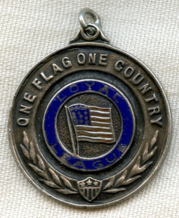 1910's - 1920's Sterling Loyal League Medallion Presented to Daughters of the Revolution