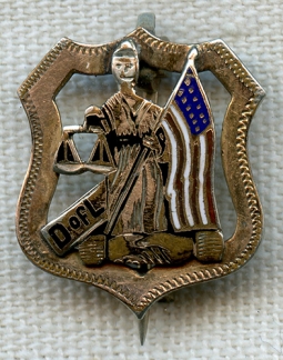 Cool 1890's Daughters of Liberty Members Lapel Pin in Enameled & Gold Plated Nickel