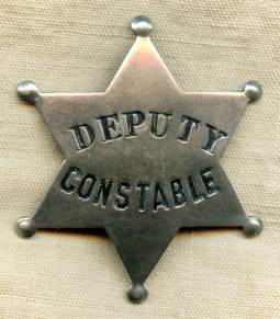 Wonderful 1890's-1900's "Old West" Deputy Constable 6pt Star Hand-stamped Lettering