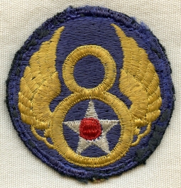 Scarce D-Day Era UK-Made USAAF 8th Air Force Fully Embroidered Shoulder Patch