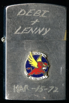 Nam Era MCAS El Toro Lighter Dated 3/15/72 Etched w/ Couple's Name and Love Quote by ATCO
