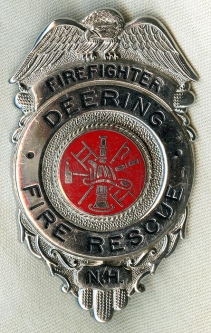 1970's - 80's Deering, New Hampshire Fire Rescue Firefighter Badge by Blackinton