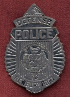 Cool Early WWII Newburyport, Massachusetts Defense Police Badge Clamshell / Sunburst Radiator Style