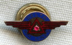 Rare 1940s Delta Air Lines 5 Years of Service Lapel Pin with Ruby by Balfour