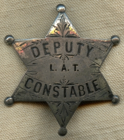Great Ca 1900 Coin Silver Los Angeles Township Deputy Constable 6 pt Star by Chipron