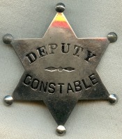 Great Large "Old West" Ca 1890s-1900s Deputy Constable 6-pt Star Badge by Northwestern Stamp Works