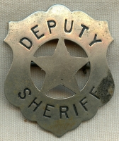 Great 1890's Old West Deputy Sheriff Circle Star Cut Out Shield Badge