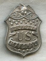 Circa 1900 Deputy US Marshal Badge in Stamped Nickel Plated Brass