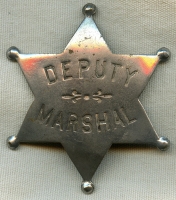Great Old West 1890's Deputy Marshal 6 Pt Star "Stock" Badge